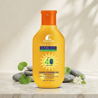 Roushun - Face & Body Sunblock Whitening Lotion With Vitamin C & Hyaluronic Acid SPF 40 PA+++ - 200ml (PRC)