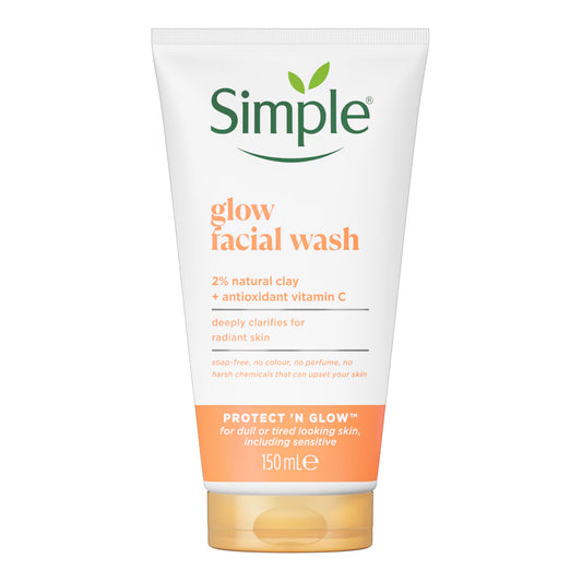 Simple - Protect 'N' Glow Glow Facial Wash With 2% Natural Clay + Antioxidant Vitamin C For Dull Or Tired Looking Skin, Including Sensitive - 150ml (Poland)