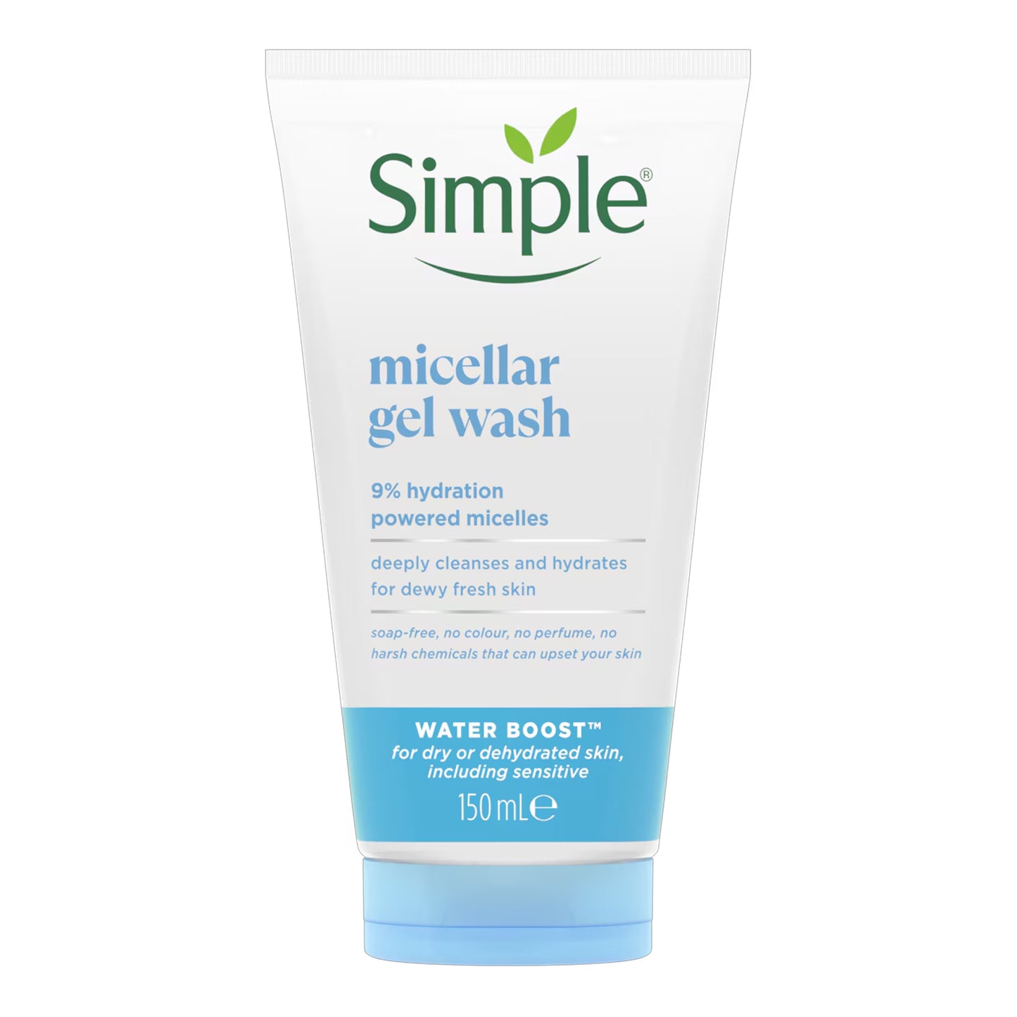 Simple - Water Boost Micellar Gel Wash With 9% Hydration Powered Micelles For Dry Or Dehydrated Skin, Including Sensitive - 150ml (Poland)