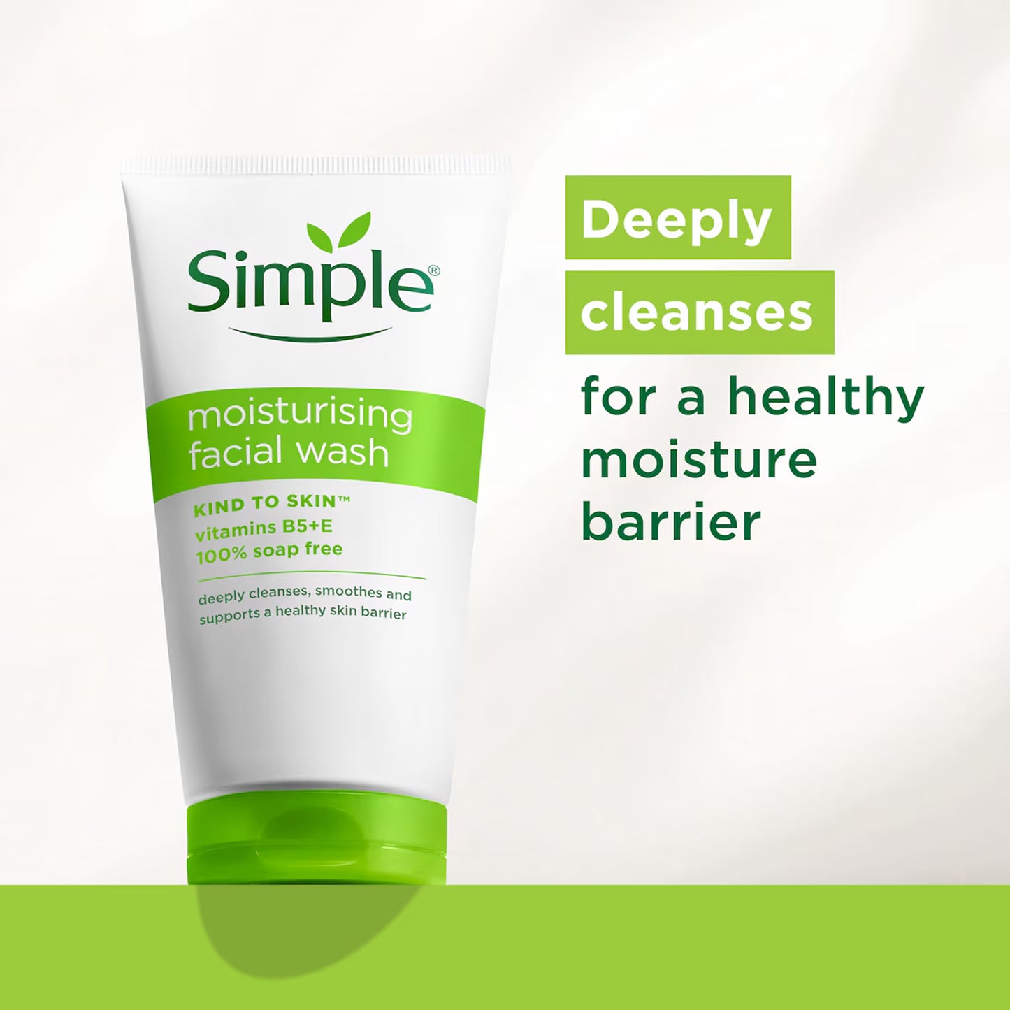 Simple - Kind To Skin 100% Soap Free Moisturizing Facial Wash With Pro-Vitamin B5+E - 150ml (Poland)