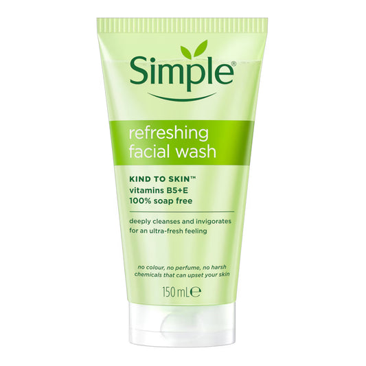 Simple - Kind To Skin 100% Soap Free Refreshing Facial Wash With Pro-Vitamin B5+E - 150ml (Poland)