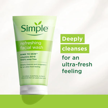 Simple - Kind To Skin 100% Soap Free Refreshing Facial Wash With Pro-Vitamin B5+E - 150ml (Poland)