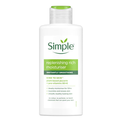 Simple - Kind To Skin Replenishing Rich Moisturizer With Plant Based Glycerin + Pro-Vitamins B5+E - 125ml (Hungary)