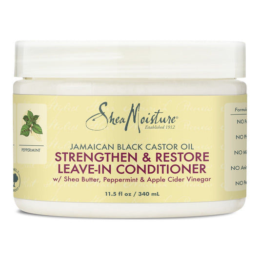 Shea Moisture - Jamaican Black Castor Oil Strengthen & Restore Leave-In Conditioner With Shea Butter, Peppermint & Apple Cider Vinegar - 340ml