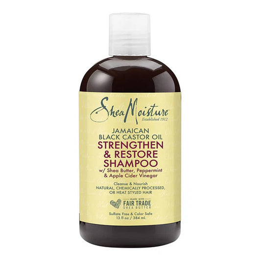 Shea Moisture - Jamaican Black Castor Oil Strengthen & Restore Sulfate-Free Shampoo With Shea Butter, Peppermint & Apple Cider Vinegar - 384ml (USA)