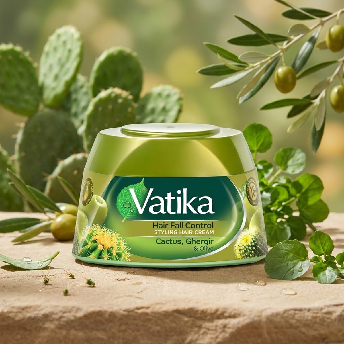 Vatika - Hair Fall Control Styling Hair Cream With Cactus, Ghergir & Olive - 140ml (UAE)