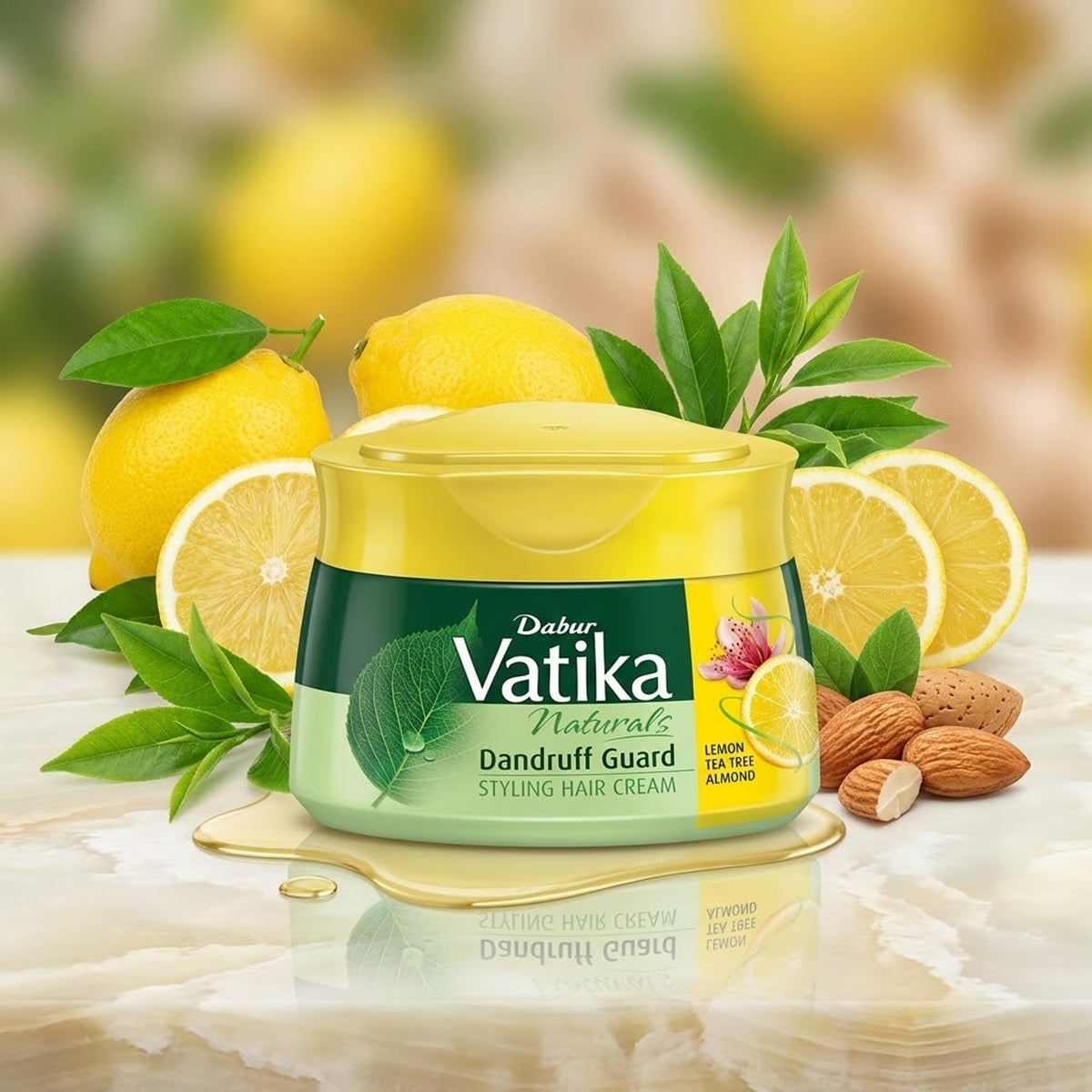 Vatika - Dandruff Guard Styling Hair Cream With Lemon, Tea Tree & Almond - 140ml (UAE)