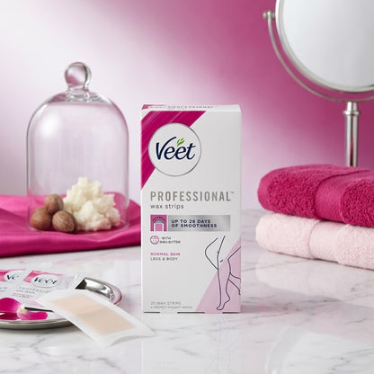 Veet - Professional Wax Strips Shea Butter For Normal Skin - 20 Wax Strips (France)