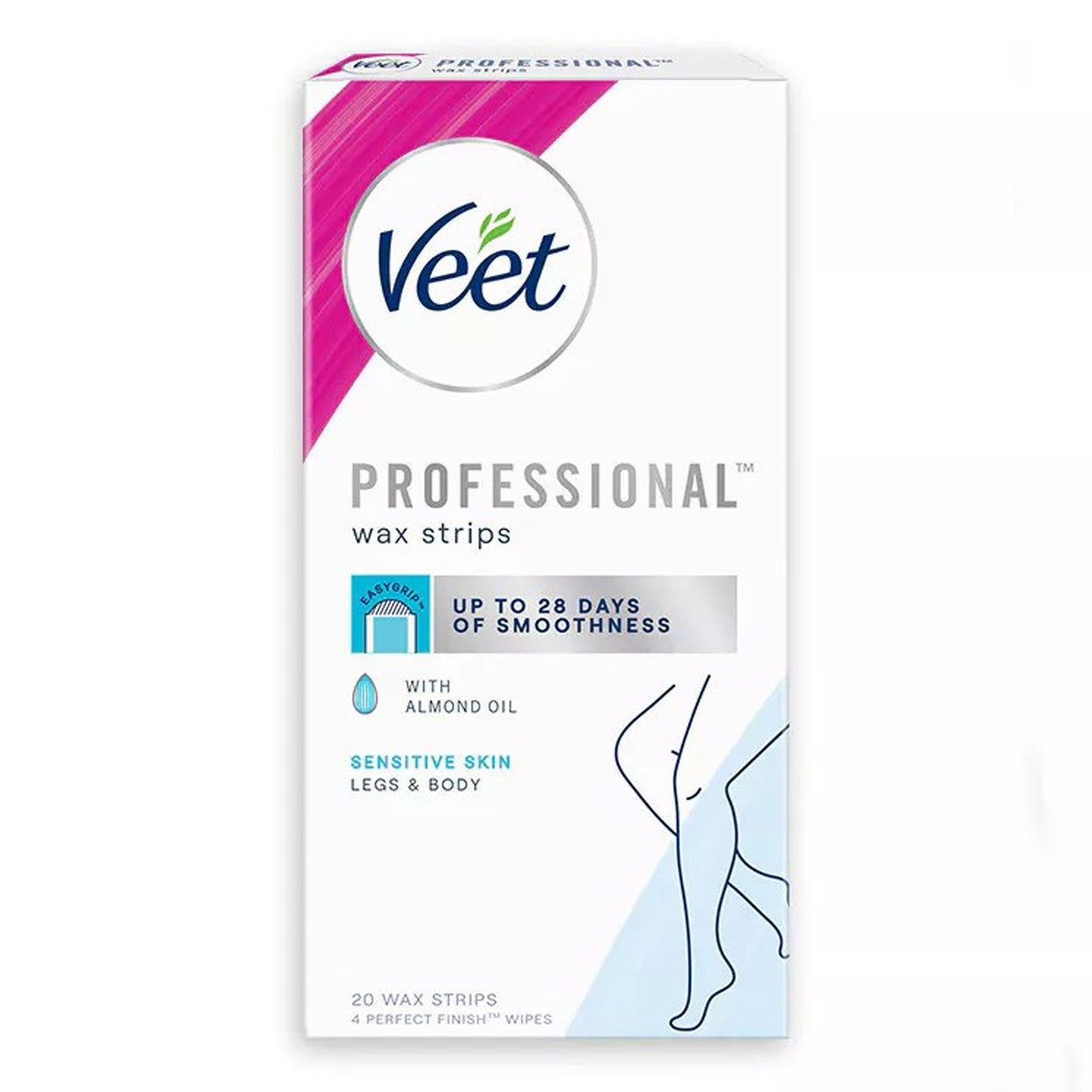 Veet - Professional Wax Strips With Almond Oil For Sensitive Skin - 20 Wax Strips