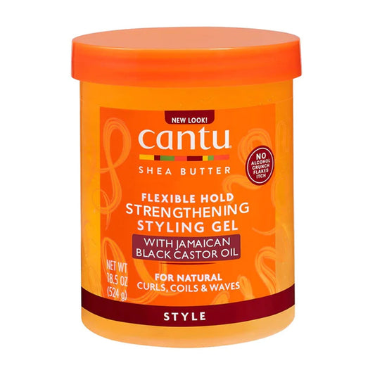CANTU - SHEA BUTTER FLEXIBLE HOLD STRENGTHENING STYLING GEL WITH JAMAICAN BLACK CASTOR OIL - 524G