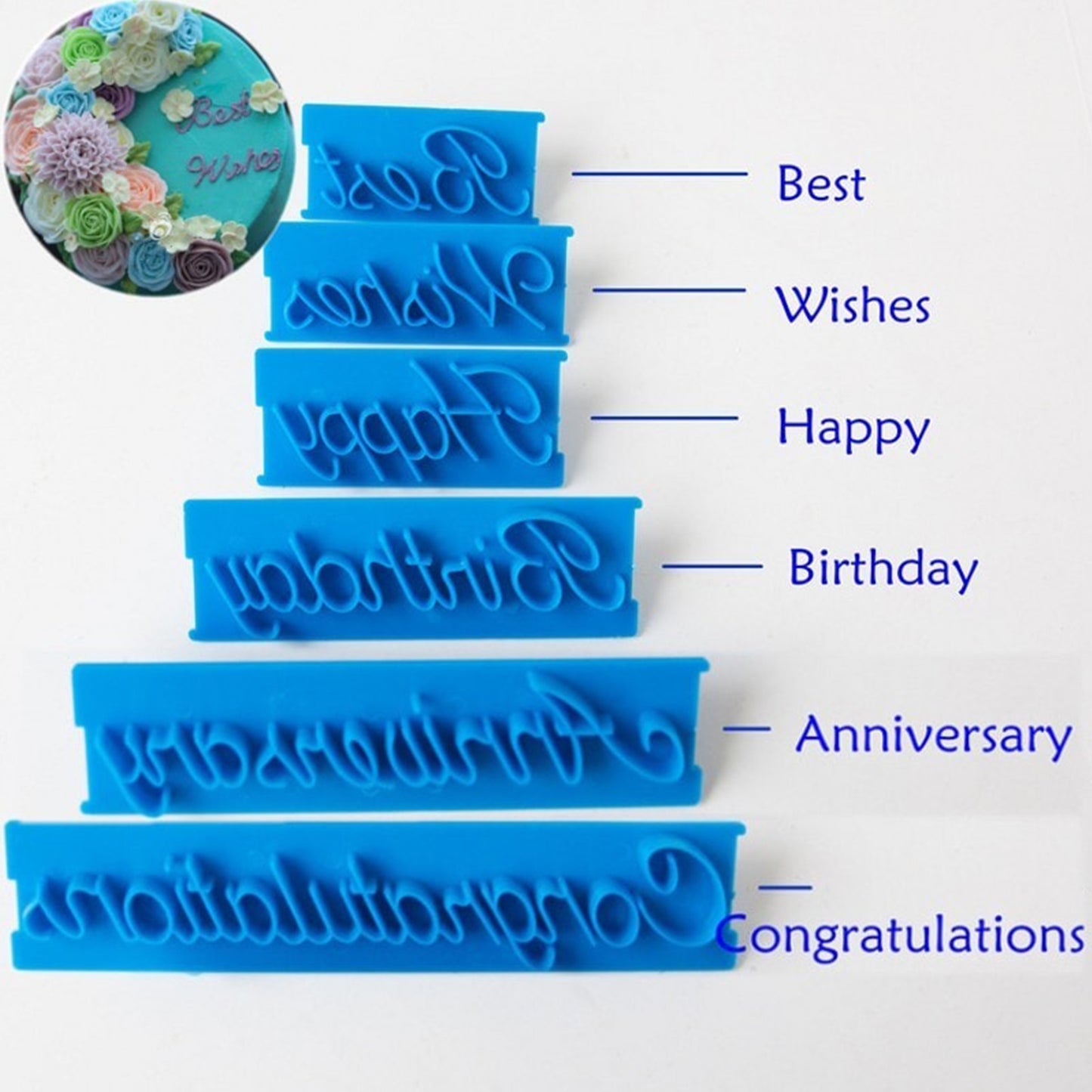 EMBOSSING CAKE WITH WISHES CAKE MOLD