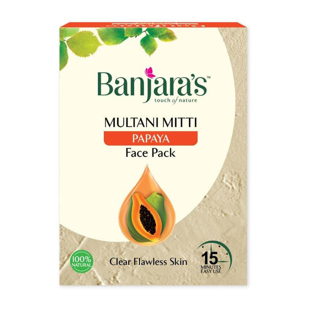 Banjara's - Multani Mitti + Papaya Face Pack Powder - 100g (India)