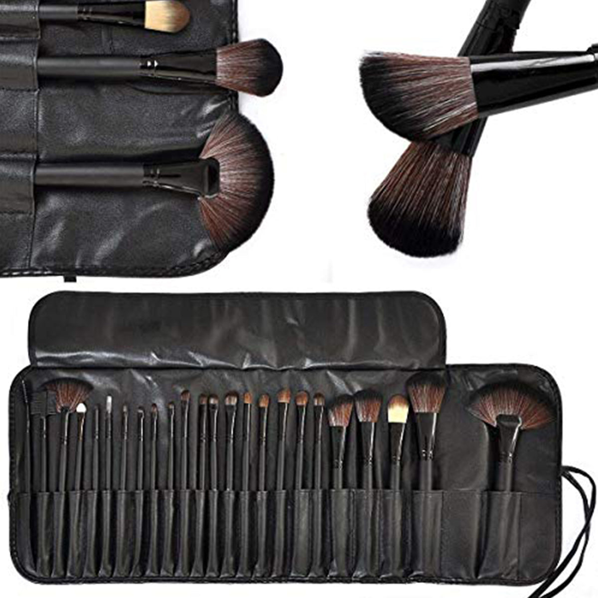 MAC - 24 Pieces Makeup Brush Set With Leather Pouch (PRC)