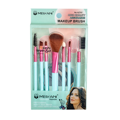 Meiyani - 7 Pieces Makeup Brush Set With Mirror