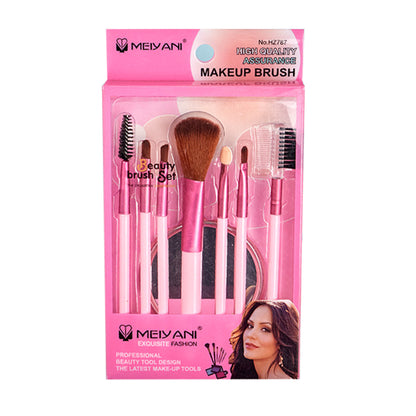 Meiyani - 7 Pieces Makeup Brush Set With Mirror