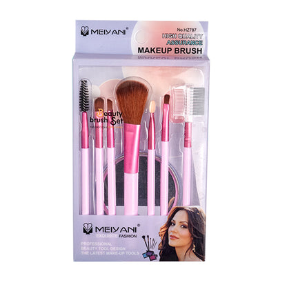 Meiyani - 7 Pieces Makeup Brush Set With Mirror