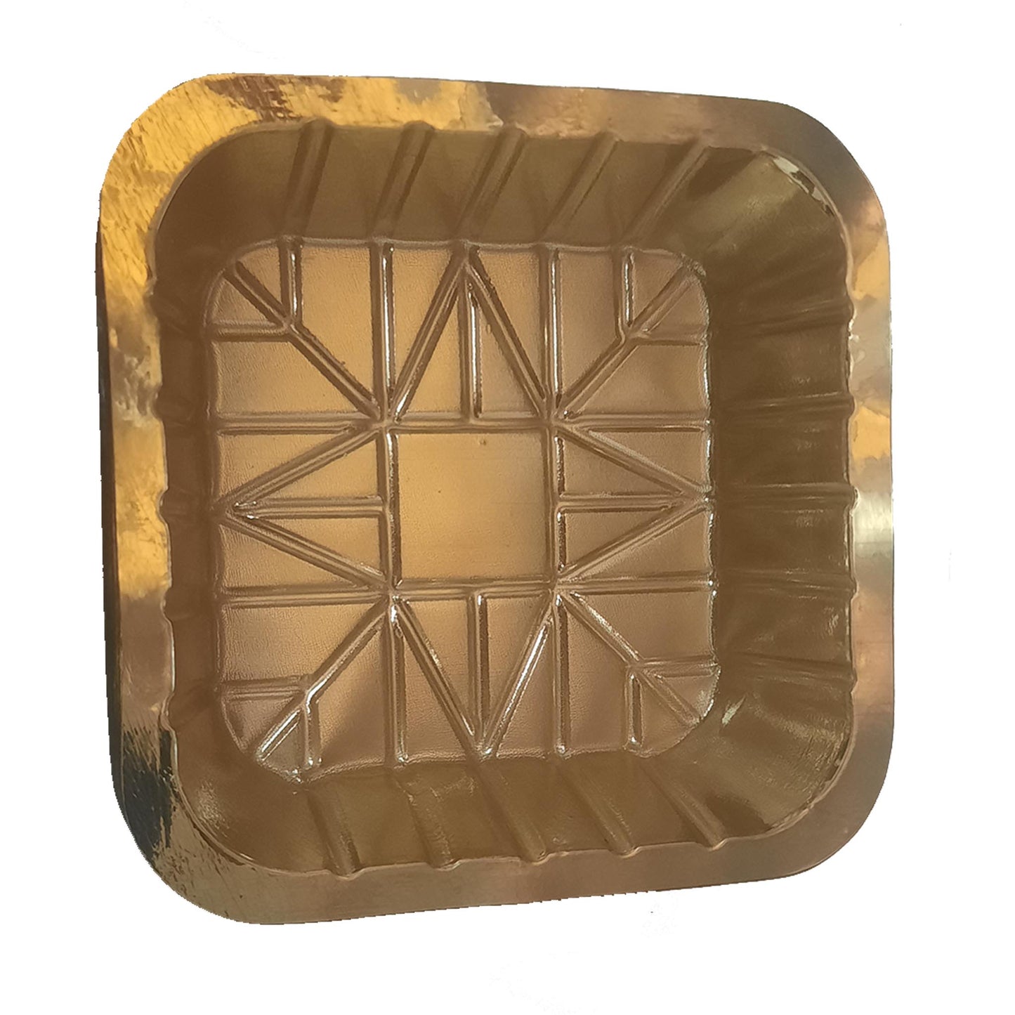 GOLD PLASTIC SQUARE SHAPED DISPOSABLE FOOD/DESERT TRAY (20 TRAYS)