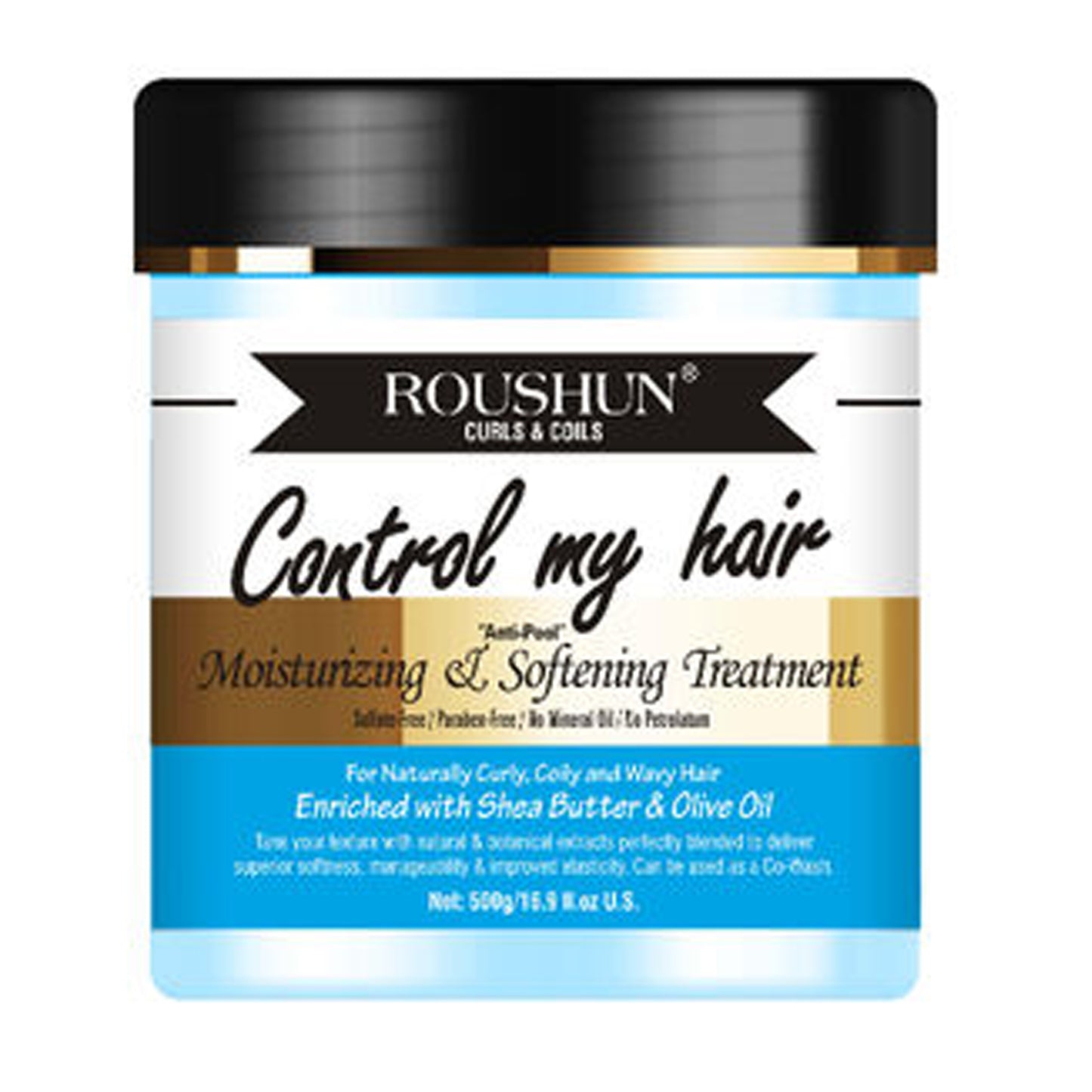 ROUSHUN CURLS & COILS - CONTROL MY HAIR ANTI-POOL MOISTURIZING & SOFTENING TREATMENT HAIR MASK - 500G