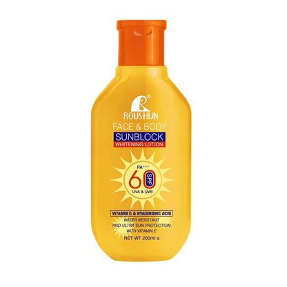 Roushun - Face & Body Sunblock Whitening Lotion With Vitamin C & Hyaluronic Acid SPF 60 PA+++ - 200ml (PRC)
