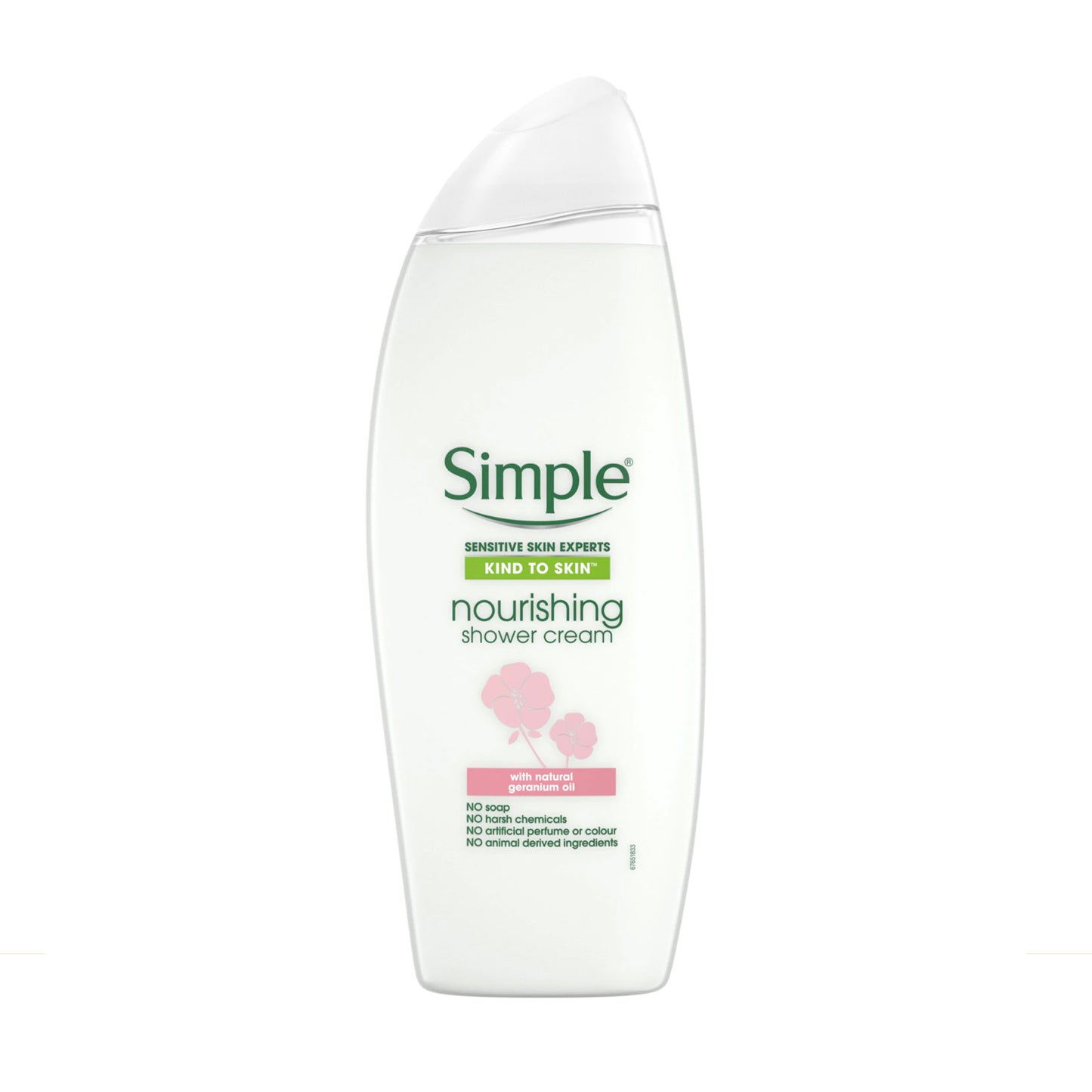 SIMPLE - KIND TO SKIN NOURISHING SHOWER CREAM WITH NATURAL GERANIUM OIL - 500ML
