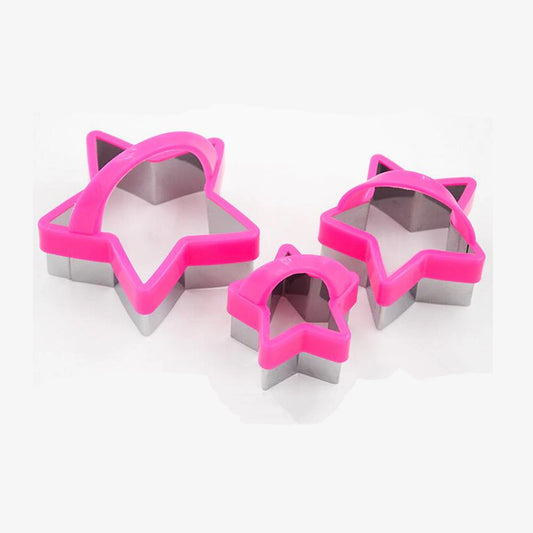 STAR SHAPE COOKIE/FONDANT CUTTERS WITH HANDLE (3 PIECES)