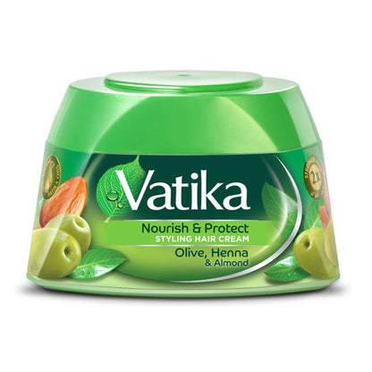 Vatika - Nourish & Protect Styling Hair Cream With Olive, Henna & Almond - 140ml (UAE)