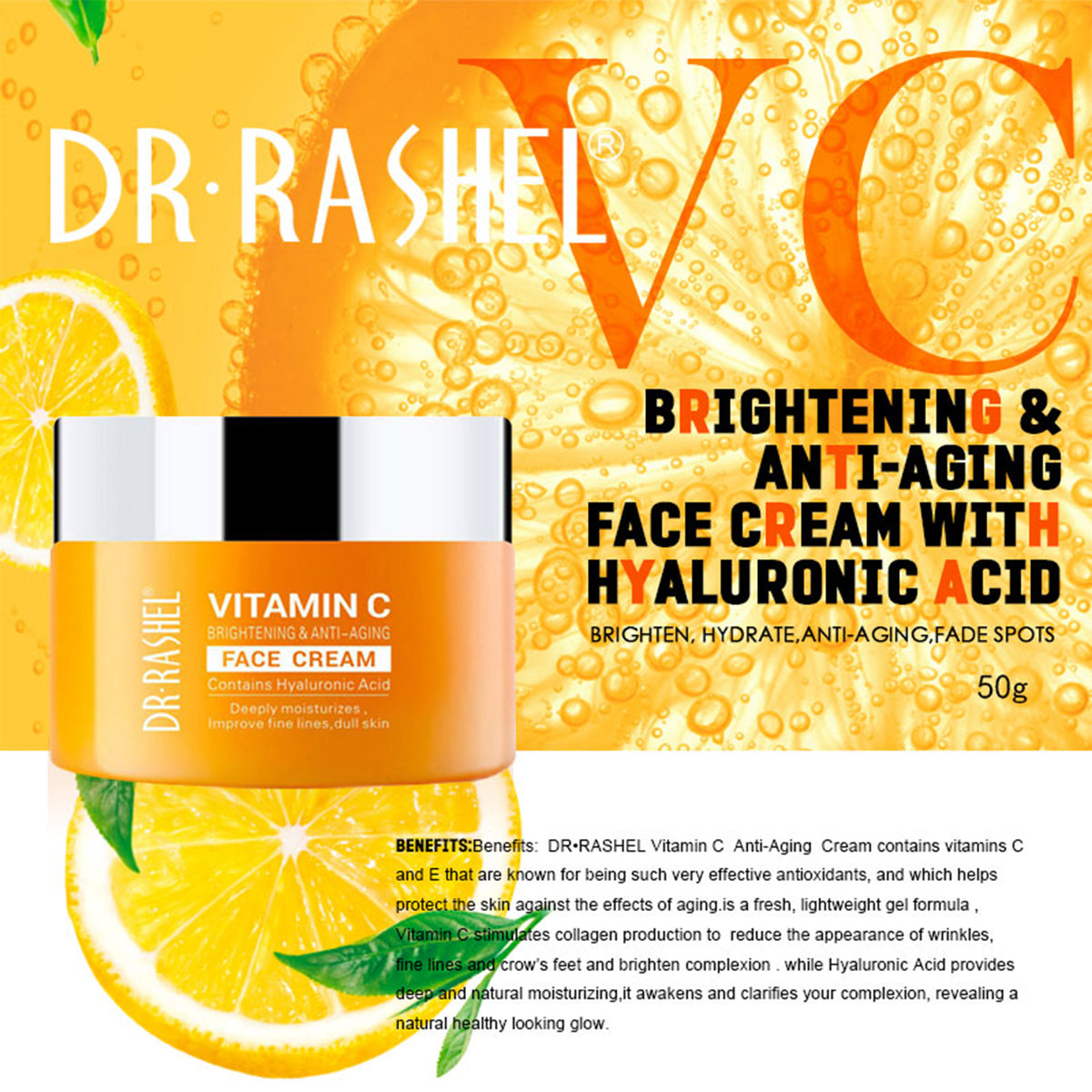Dr. Rashel - Vitamin C Brightening & Anti-Ageing Face Cream - 50g (PRC)